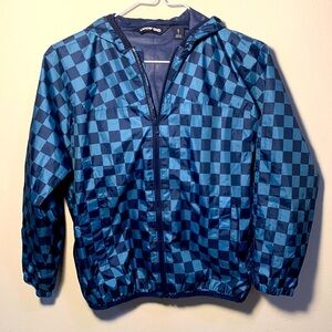 Lands’ End blue checker light weight wind breaker size 8